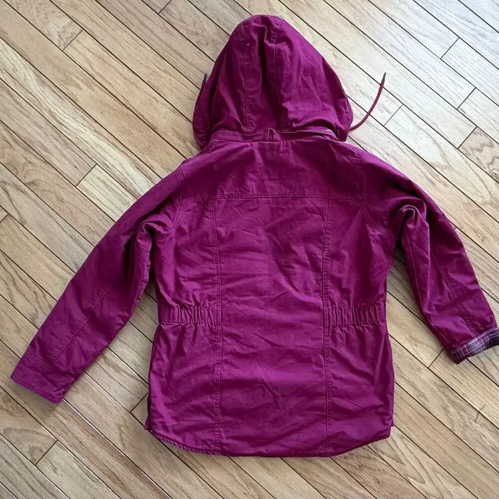 Women’s  C.E. SCHMIDT Workwear Medium Canvas Coat Barn Chore Quilted Hooded - Picture 10 of 12